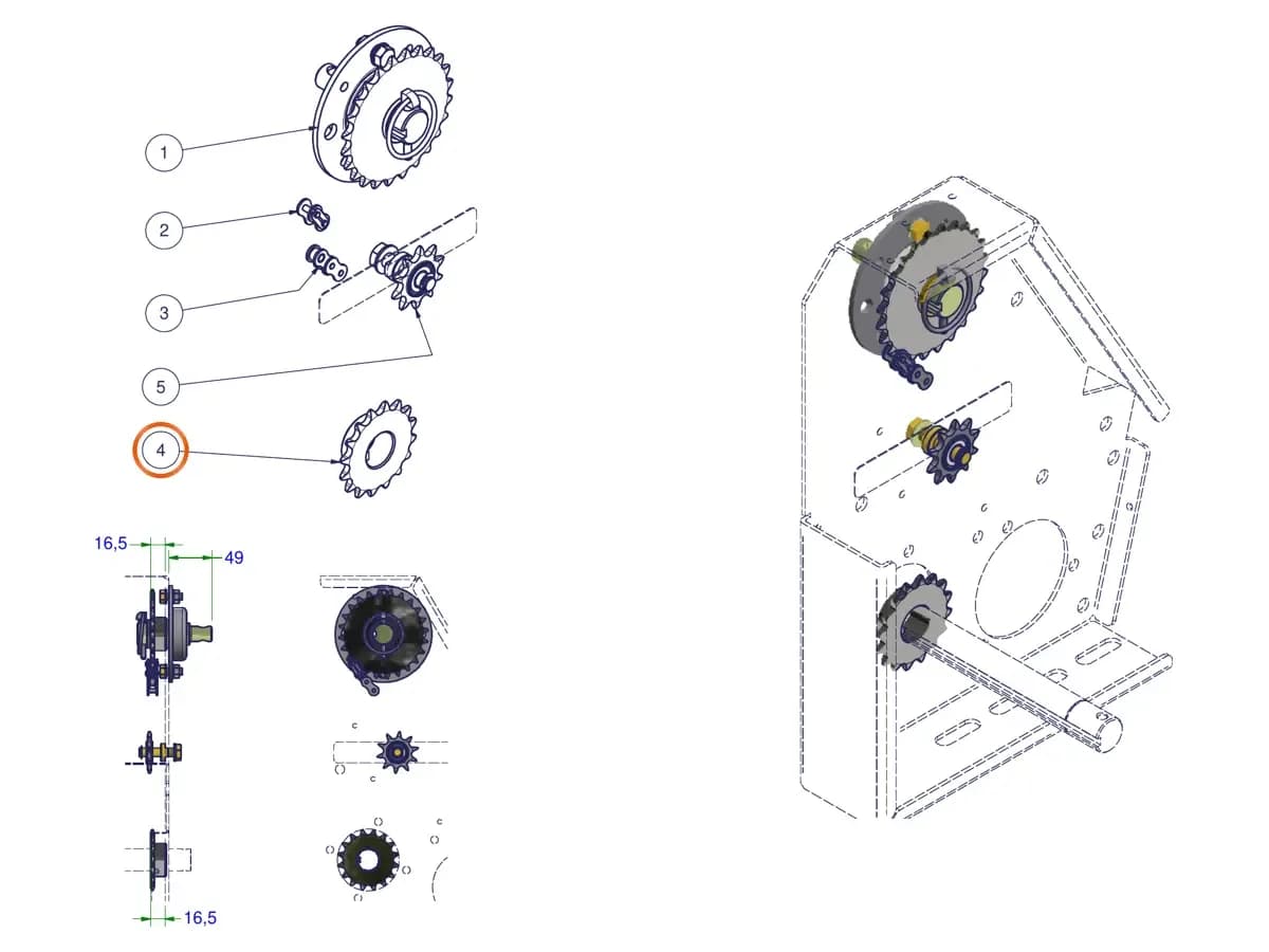 Зірочка сівалки 1/2х3/16 Z.16 L.18