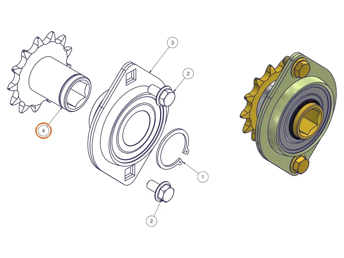 Шестерня 1/2x3/16 Z.13 DF.17 L.37,5 ESAG