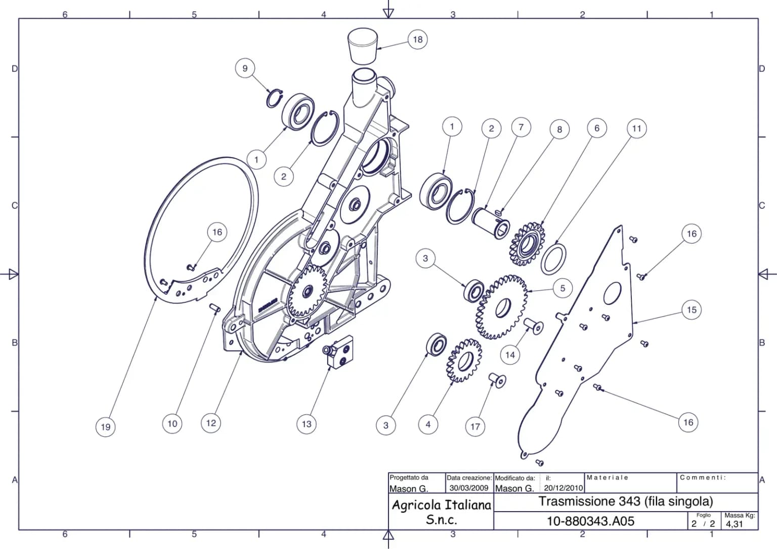 Схема вузла з каталогу запчастин Agricola Italiana — Трансміссійна заглушка