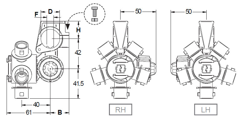 Корпус форсунки 3-х позиційний Geoline TRIJET - Quick (10 мм - 3/4")